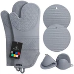 Rorecay 6PCS Oven Mitts And Pot Holders Sets For Kitchen, Extra Long Gray. Fixed Price $32.31.