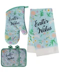 Easter Kitchen 4PC Towel Oven Mitt Pot Holders Set Floral Wishes New. Fixed Price $17.99.