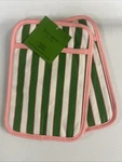 Kate Spade New York Botanical Stripe Pot Holder 2-PACK Set, 7" X 10", Green/pink. Fixed Price $26.01.