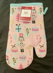 Pot Holder Oven Mitt Kitchen Nutcracker Drums Themed Festive Pink & Aqua 7X11. Fixed Price $12.49.