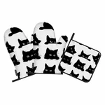 Black Cats Oven Mitts And Pot Holders Sets Bright Eyes Lovely Action Collecti.... Fixed Price $26.47.