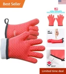Kitchen Oven Mitts - Premium Design, Double Protection Heat Resistant 1 Red. Fixed Price $29.99.