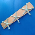 Starfish Towel Hanger Rack 3 Hooks Wall Mount On Wood Board Beach Cabin Nautical. Fixed Price $18.00.
