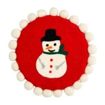 Mud Pie Home Snowman Christmas Felt Wool W/ Pompom Trim Trivet Hot Plate. Fixed Price $25.99.