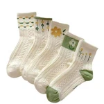 Women Flower Print Cotton Socks Cozy 5-PACK For All Seasons. Fixed Price $12.99.