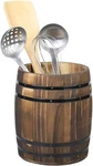 Wine Barrel Design Kitchen Utensil Crock, Rustic Burnt Wood Cooking Tool Holder. Fixed Price $27.99.