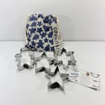 Ellen Degeneres Blue 4 Piece Holiday Christmas Cookie Cutter Set Recipe Bag. Fixed Price $15.00.