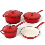 Enameled Cast Iron Cookware Set - 7 Piece Pots And Pans Of Dutch Ovens. Fixed Price $149.99.