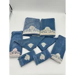 Burlington Towel Set Vintage Lace Trim Cottagecore Blue 8 Piece. Fixed Price $65.00.