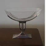 Art Deco Silver-plated Centerpiece Bowl, Glass Compote Pedestal. Fixed Price $100.00.