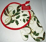 Lenox Holiday Oven Mitt And Pot 100% Cotton. Fixed Price $29.69.