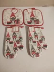 4 Piece Holiday Christmas Gnomes Oven Mitt Pot Holder Set Kitchen Accessory. Fixed Price $6.00.