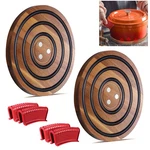 Laiamer 2 Pcs Magnetic Wooden Trivets For Hot Pots And Pans With 4 Silicone. Fixed Price $57.40.