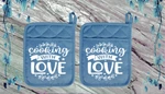 Cooking With Love #2 (2) Pocket Pot Holder Kitchen Oven Mitt 18SLATEDBL. Fixed Price $16.99.