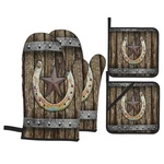 Oven Mitts And Pot Holders Sets Of 4 Rustic Farmhouse Rusty Horseshoe Texas S.... Fixed Price $30.34.