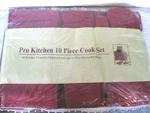 New 10PC Kitchen Cook Set Napkins Towels Apron Mitt Pot Holder Red Bn. Fixed Price $23.97.