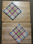 Handmade Large 8 1/2 In Cotton Woven Potholders 5 Pastel Colors Easter Anytime. Fixed Price $15.50.
