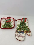 Nwt Christmas House Oven Mitt And Pot Holder Seasons Greetings Tree. Fixed Price $10.00.