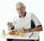 Absorbent Tissue Front Disposable Adult Bibs Fluid Resistant Poly 16" X 33". Fixed Price $13.99.