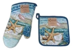 Stories Of The Sea Coastal Nautical Potholder & Oven Mitt Set, By Kay Dee. Fixed Price $17.95.