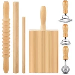 7 Pcs Wooden Pasta Gnocchi Making Tool Set Board Rolling Pin Ravioli Stamps. Fixed Price $35.78.