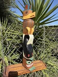 25" Hand Carved Wood Totem Pole - Pacific Northwest Coast Style Folk Art. Fixed Price $250.00.