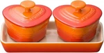 Le Creuset Petite Ramekin D'amour Orange Stoneware Heart Oven Safe Japan. Fixed Price $89.07.
