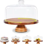 Glass Cake Stand With LID,11IN Wooden Rotating Dome Cover. Fixed Price $40.99.