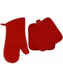 Quilted Red Oven Mitt & Potholders Set 3PC Kitchen Linen Free Shipping. Fixed Price $13.99.