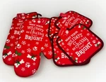 6 Pc Set Red Furry Bright 2 Oven Mitts Gloves & 4 Pot Holders Dog Bones Paws New. Fixed Price $14.99.