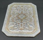 Vtg 1950'S Embossed Foil Silver Cardboard Octagonal Hot Pad Trivet Granny Core. Fixed Price $14.99.