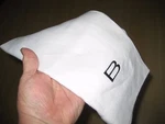 New Vtg Set 2 Banana Republic White Linen Tablecloth Sq Topper Mono Napkins. Fixed Price $17.75.