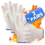 2 Pair Heat Resistant Gloves For Cooking 9.5" Aramid Fibre Oven W. Fixed Price $23.48.
