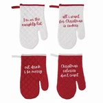 Set Of 4 Transpac Holiday Quilted Oven Mitten, 100% Cotton, 7.5"X12" W. Fixed Price $23.99.