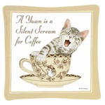 Alice's Cottage Cotton Scented Spiced Mug Mat Coaster Cat Yawn Coffee. Fixed Price $6.00.