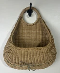 Wicker Wall Pocket Hanging Basket Green Stripe Mail Flowers Boho Farmhouse. Fixed Price $31.99.