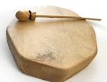 Traditional Octagonal Pacific Northwest Hand-laced Drum, Rawhide & Beater, Mcm. Fixed Price $78.00.