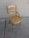 Vintage Rustic Country Victorian Colonial Wood Side Dining Chair Faux Cane. Fixed Price $126.00.