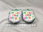 (2) New Cuisinart Mini Oven Mitts Pot Holder Christmas "merry And Bright" Green. Fixed Price $14.90.