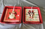 Dei Holder W/ Reindeer & Snowman Ornament (set Of 2) Bonus Napkins. Fixed Price $12.49.