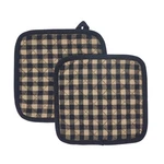 Black Pot Holder Set /2 8X8 Checked Fabric Loop Country Farmhouse Vhc. Fixed Price $12.71.