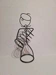 Wine Bottle Holder, 18" French Chef, Metal, Gray Finish, Whimsical Stick Figure. Fixed Price $20.00.
