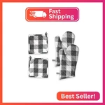 Softopia Cotton Oven Mitt & Pot Holder Buffalo Plaid Check 100% Heat Resi. Fixed Price $32.02.
