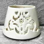 Home Interiors Vintage Gifts White Ceramic Heart Scroll Jar Candle Topper Shade. Fixed Price $14.99.