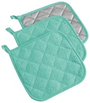 Dii Basic Terry Collection Quilted 100% Cotton, Potholder, Aqua, 3 Piece. Fixed Price $17.99.