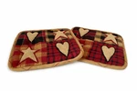 Farmhouse Star Hearts Pot Holder SET/2 Country Dark Tan Creme Vhc. Fixed Price $11.55.