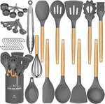 33 Pcs Silicone Kitchen Set With Holder, Heat Resistant Cooking. Fixed Price $34.99.