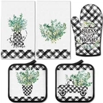 5 Pcs Buffalo Plaid Oven Mitts Pot Holders Dish Towels Set Including 2 Fa.... Fixed Price $21.29.