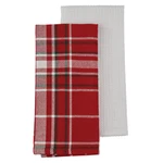 Red Plaid 2PC Dishtowel Set Cream Black Waffle Weave Park. Fixed Price $11.01.
