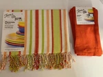 New Fiesta Set Of 4 Placemats 13" X 18" Woven Tassel Stripe & Matching Napkins. Fixed Price $26.99.